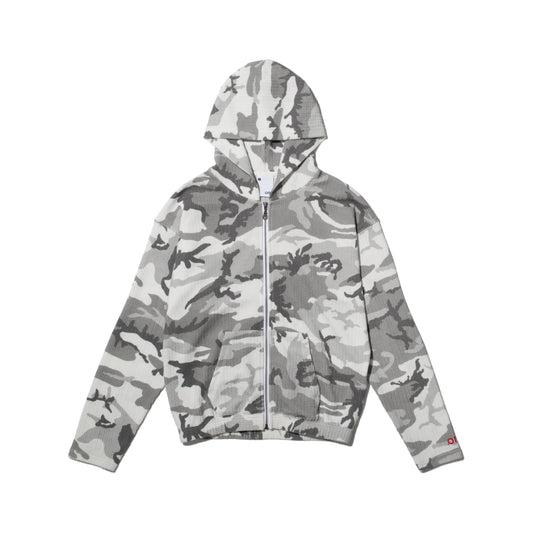 (nu-23) Slim Waffle Zip Hoodie Urban Woodland Camo