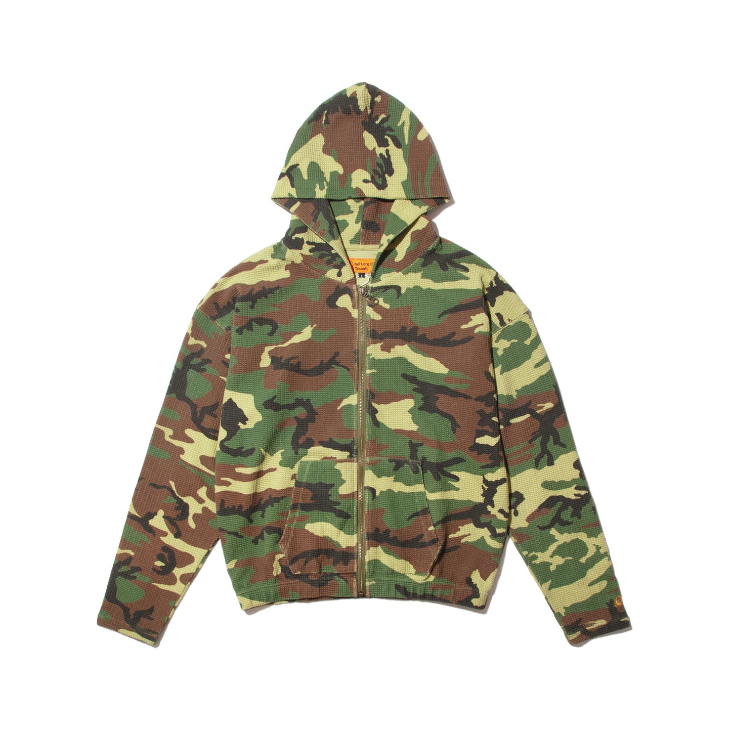 (nu-24) Slim Waffle Zip Hoodie Woodland Camo